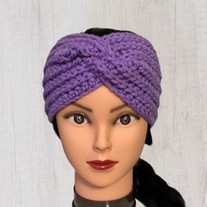 Crochet Ear Warmer Headband in Muted Purple